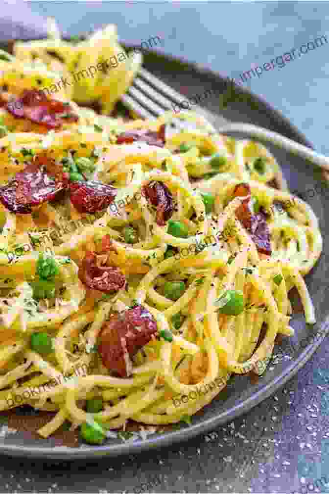 A Creamy And Satisfying Plate Of Pasta Alla Carbonara, Made With Eggs, Pancetta, And Parmesan Cheese Real Sicilian Pasta: 100 Classic Recipes