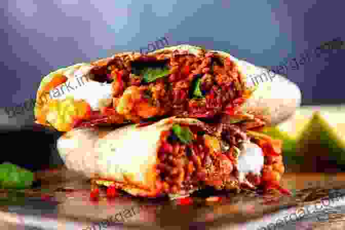 A Vibrant Vegetarian Burrito With A Medley Of Colorful Vegetables And Tangy Sauce Burritos Recipe Collection: Mexican Recipes: Chicken Burrito Recipe